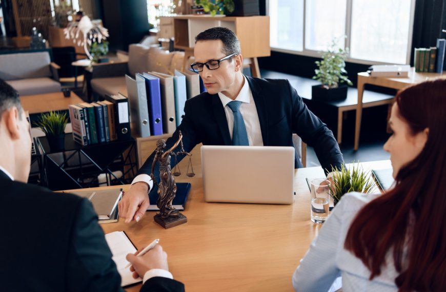 lawyer talking to client