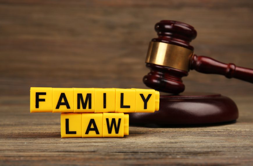 FAMILY LAW word with wooden gavel